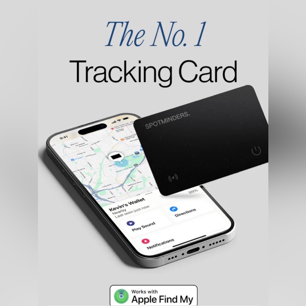 Spotminders - Slim Tracking Card - Black - NEW